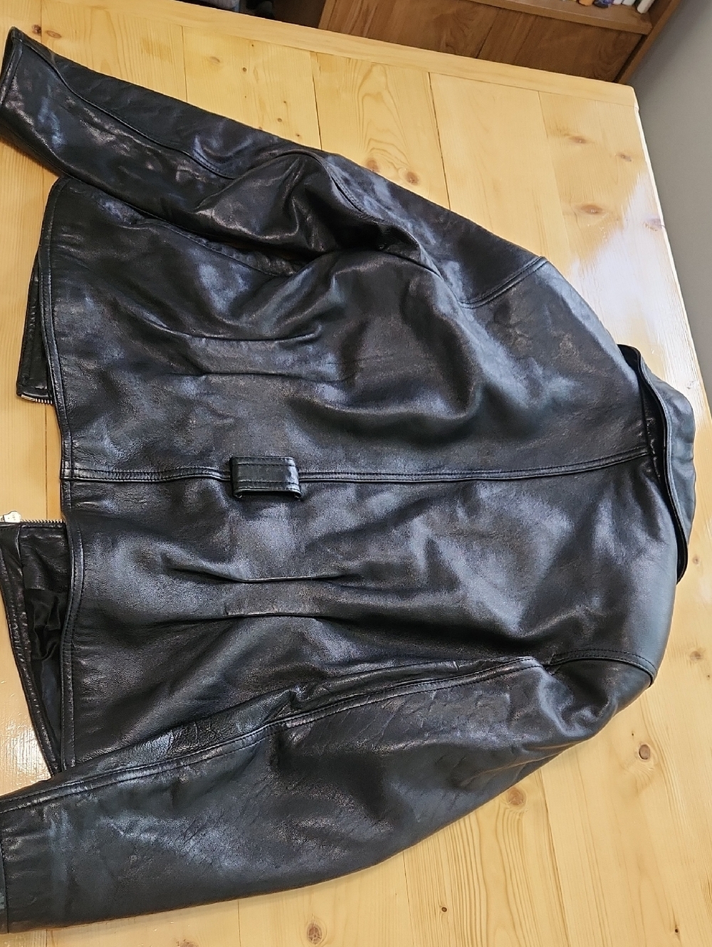 VINTAGE 80s Shoulder Pad Belted Tannery West Women's Black Leather Jacket M - Picture 14 of 16